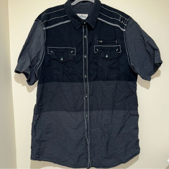 Men’s Distillery Brand Y2K Contrast Slight Grey Black Button Down Polo Size: XL - Picture 4 of 10